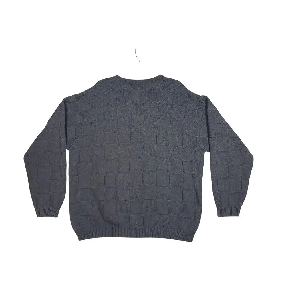 Vintage Roundtree & Yorke Tall Man Sweater 2XLT Pullover Gray Check Pattern
